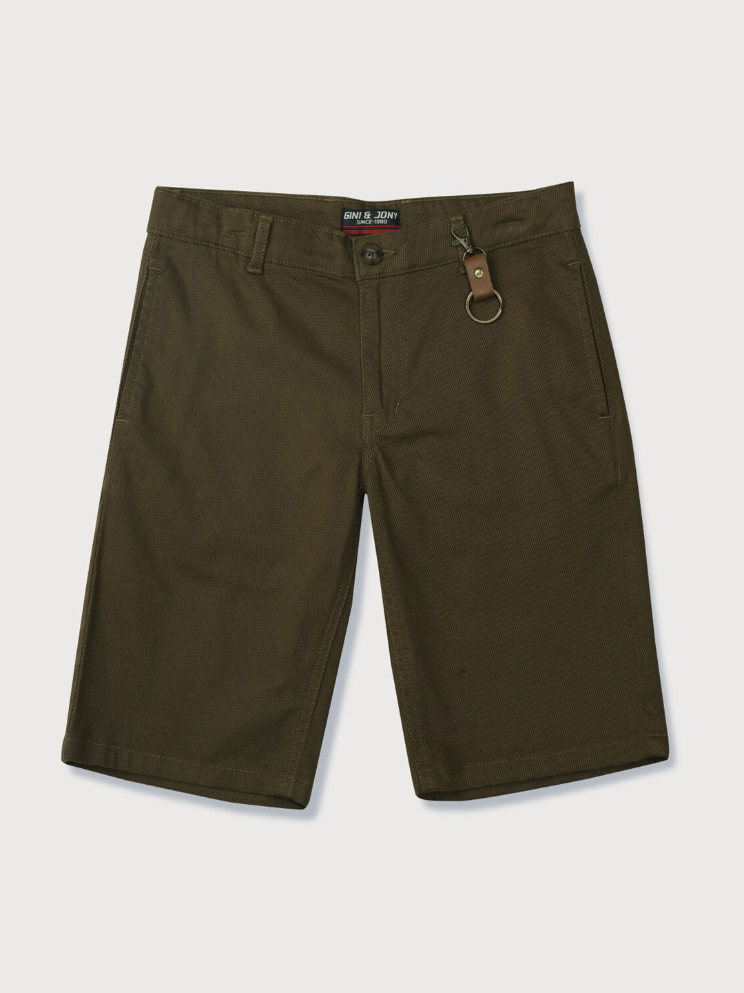 

Gini and Jony Boys Olive Green Solid Shorts