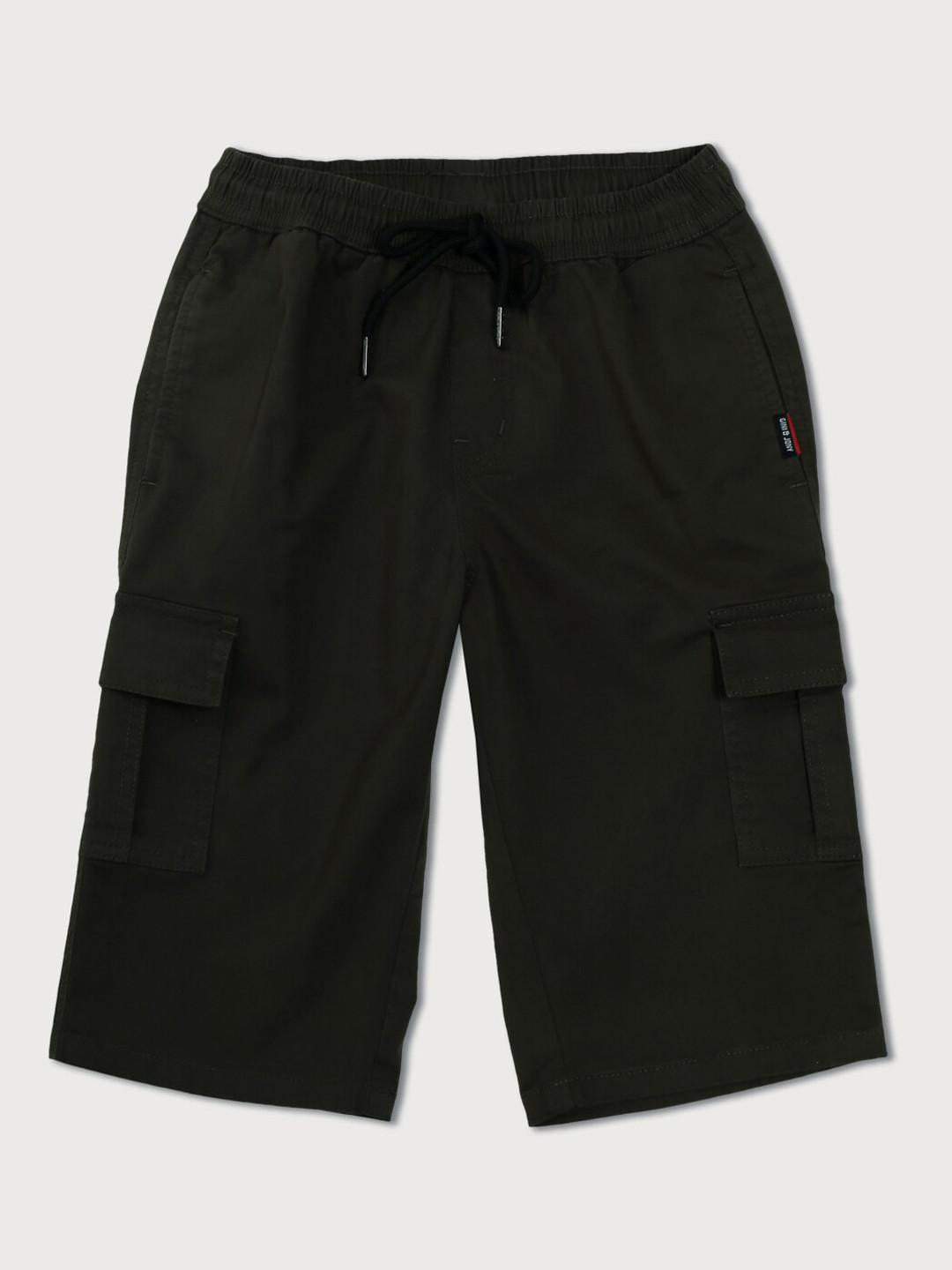 

Gini and Jony Boys Olive Green Solid Cotton Cargo Shorts