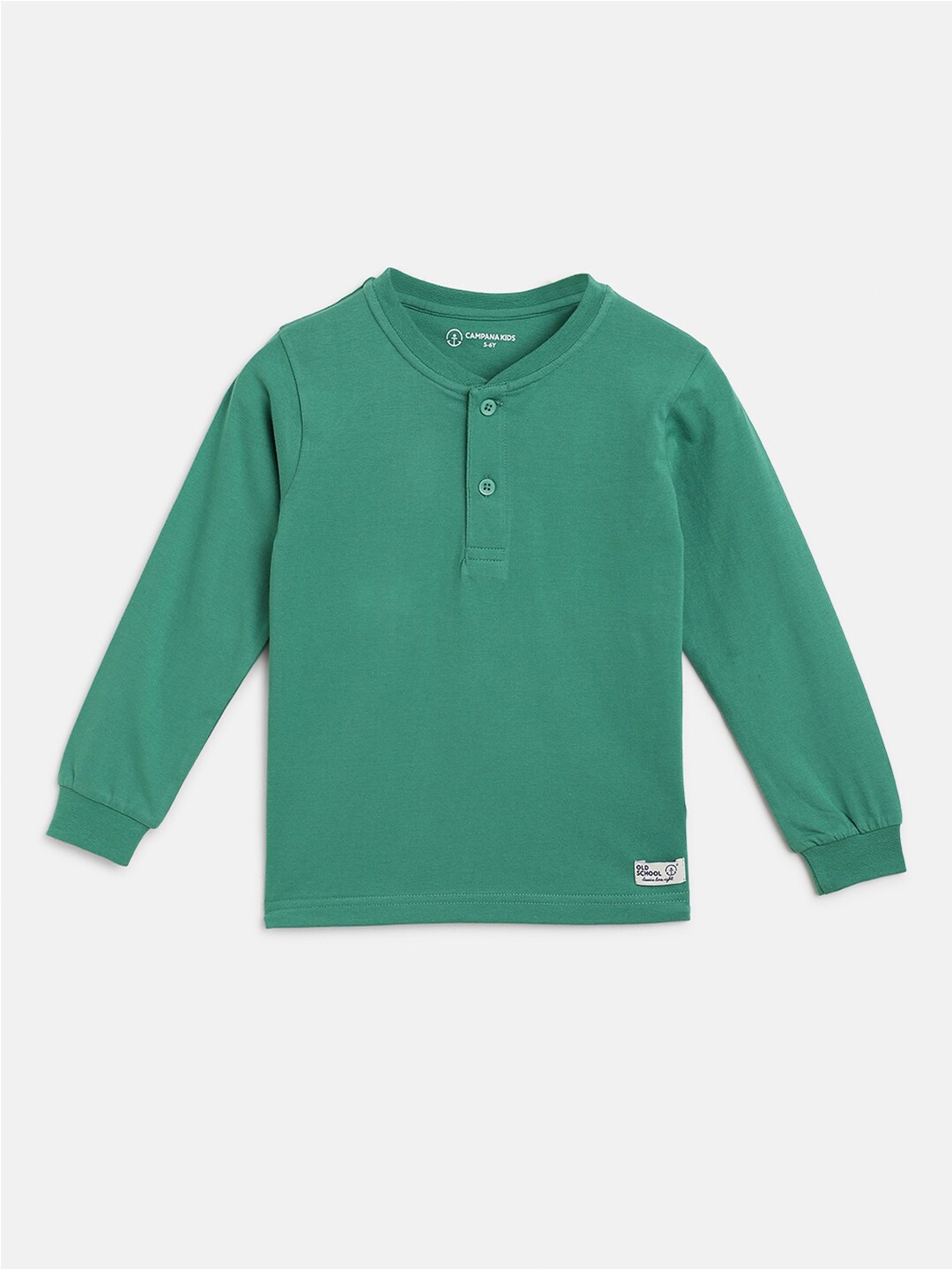 

Campana Boys Green Henley Neck Pure Cotton T-shirt