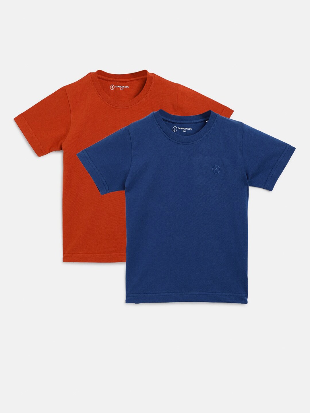 

Campana Pack of 2 Boys Blue & Rust Cotton T-shirt
