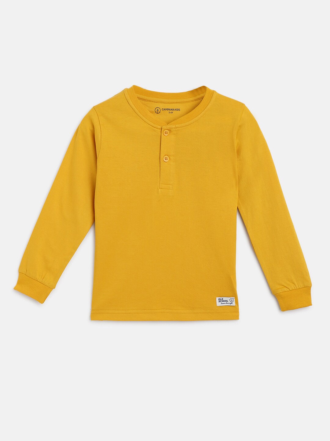 Campana Boys Yellow Henley Neck Pure Cotton T-shirt
