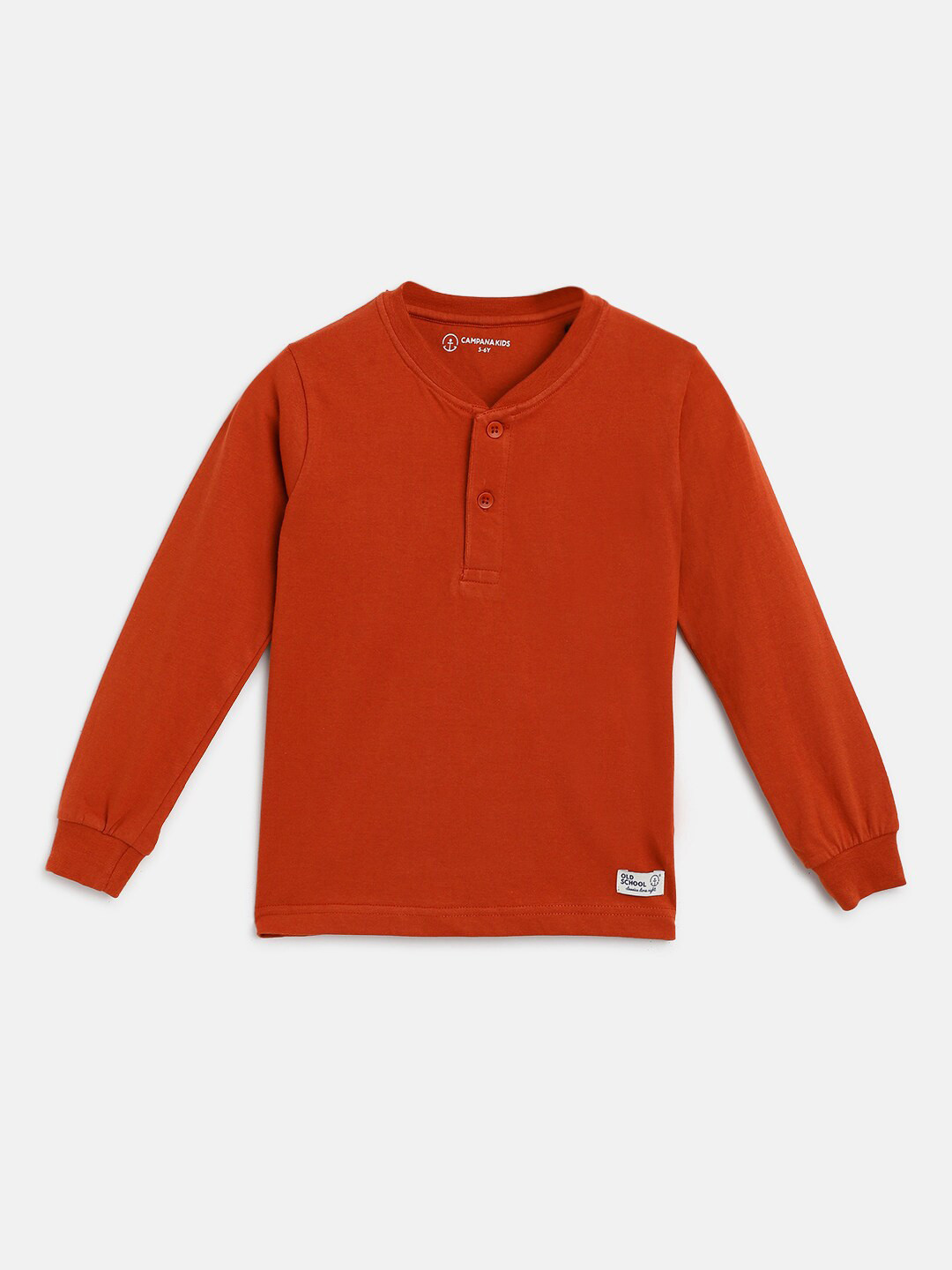 

Campana Boys Rust Henley Neck Pure Cotton T-shirt