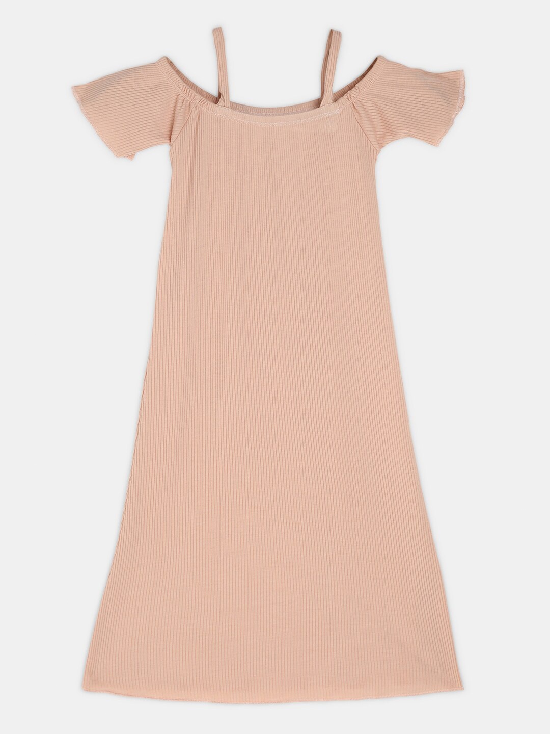 

YK Teen Girls Peach Coloured Cold-Shoulder A-Line Dress