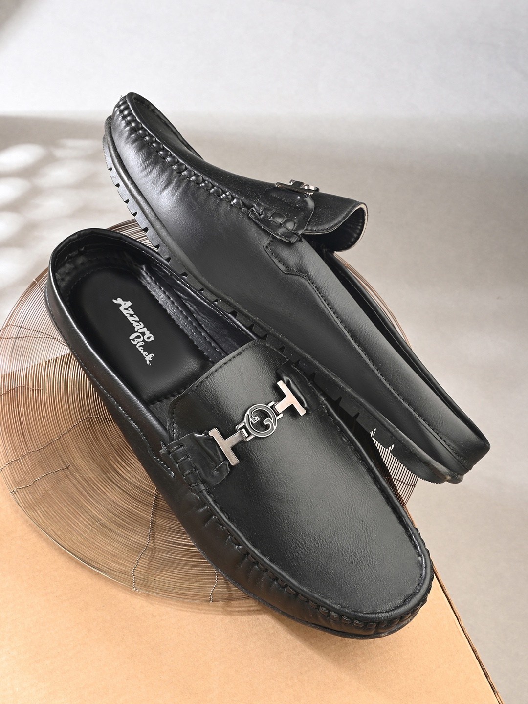 

Azzaro Black Men Black Synthetic Leather Casual Shoes