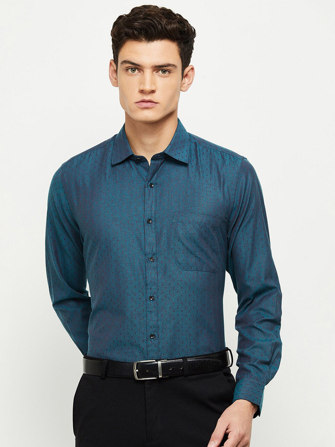 

max Men Teal Casual Shirt