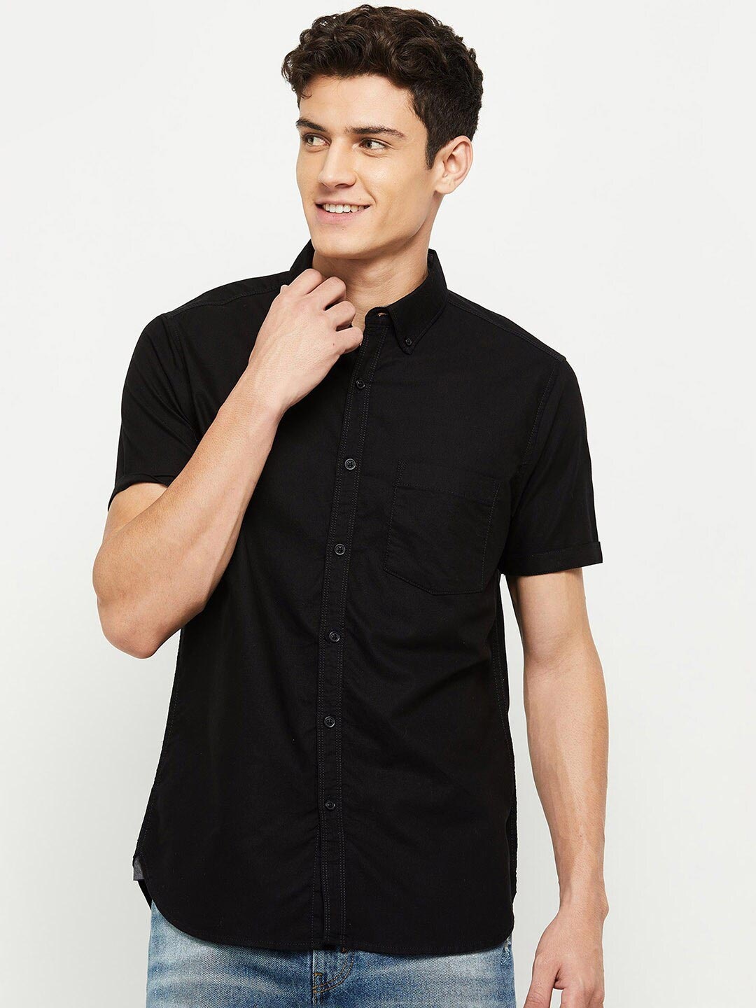 

Max Men Black Casual Cotton Shirt