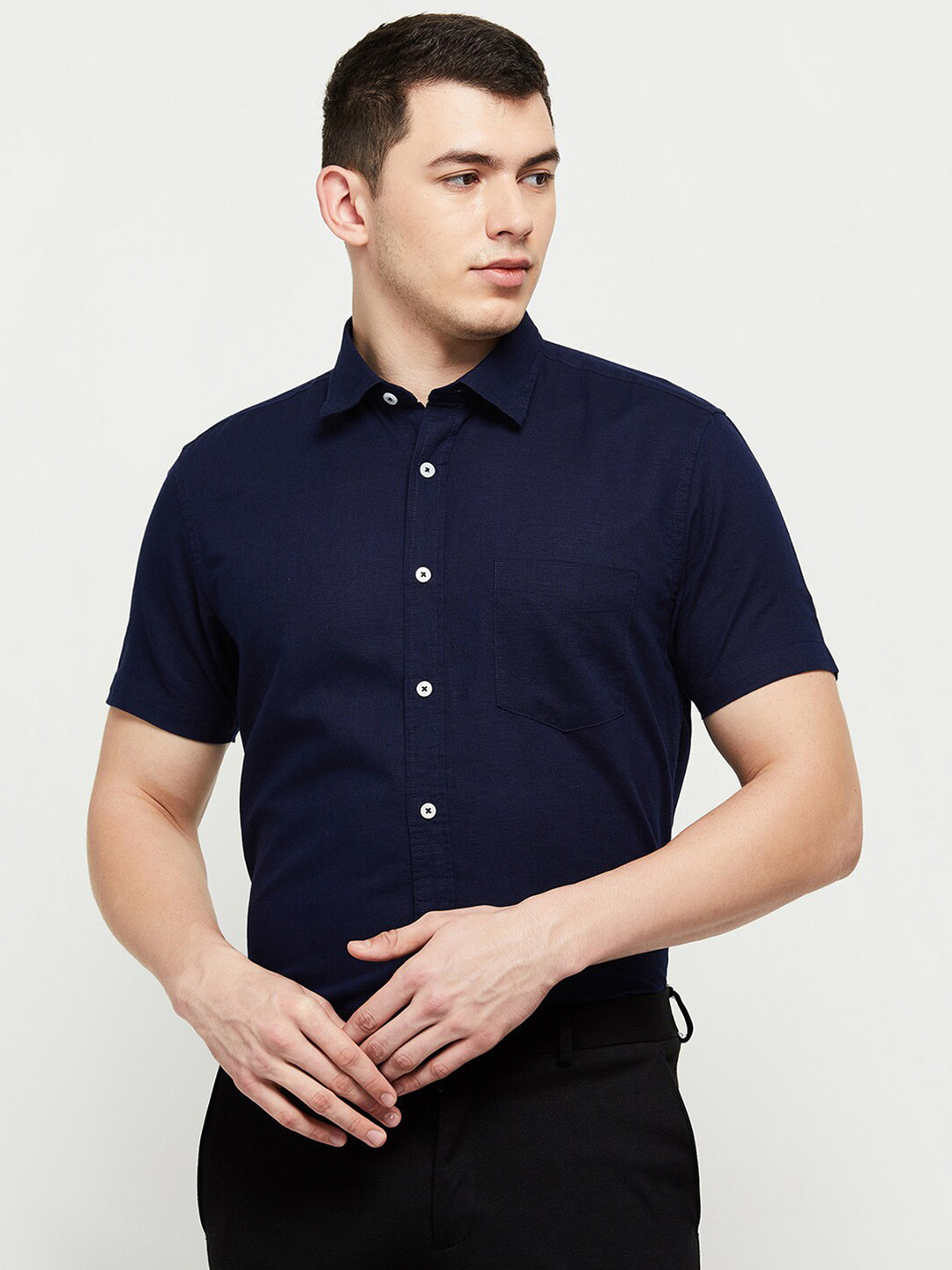 

max Men Blue Casual Cotton Shirt