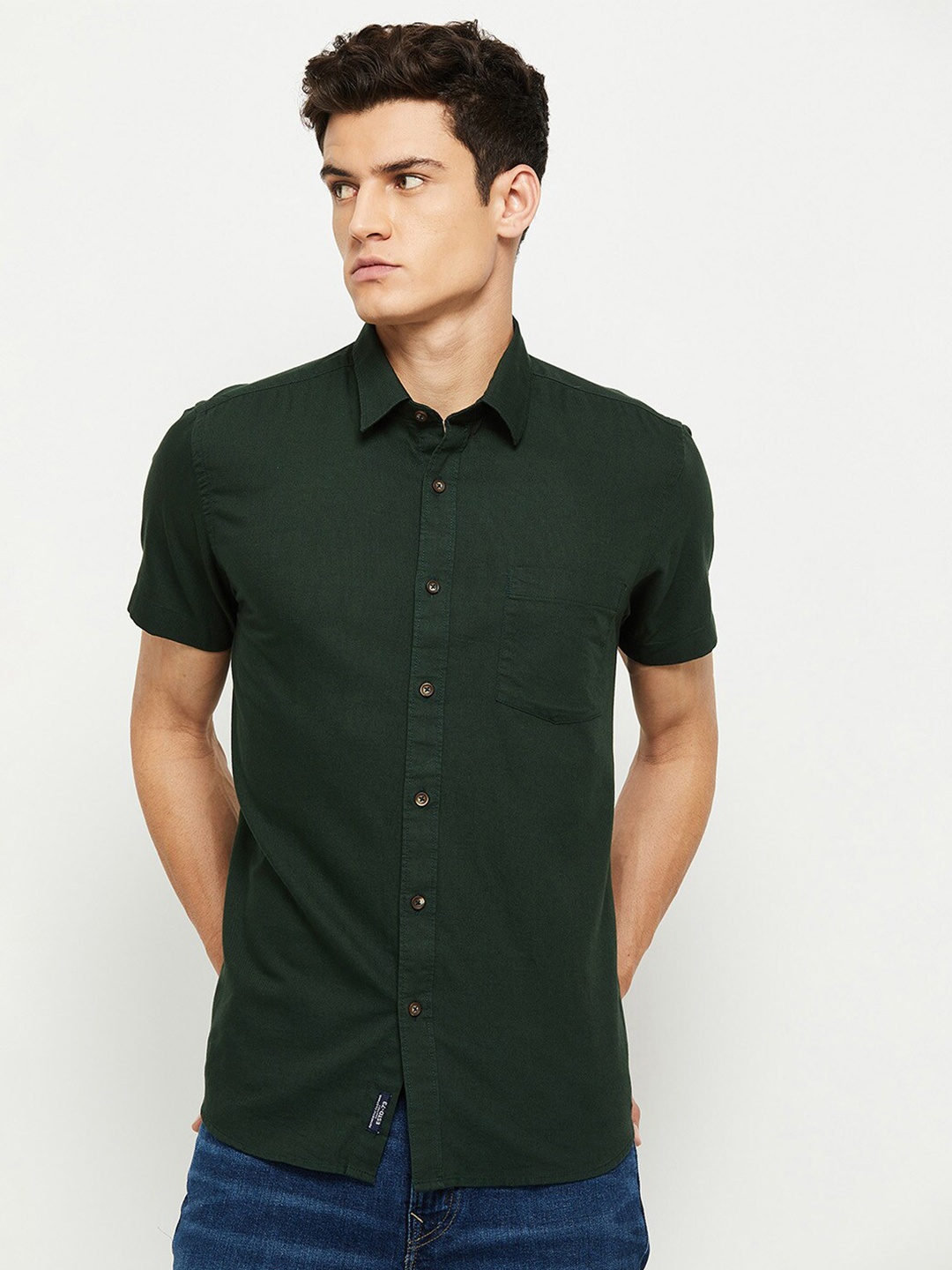

max Men Green Casual Shirt