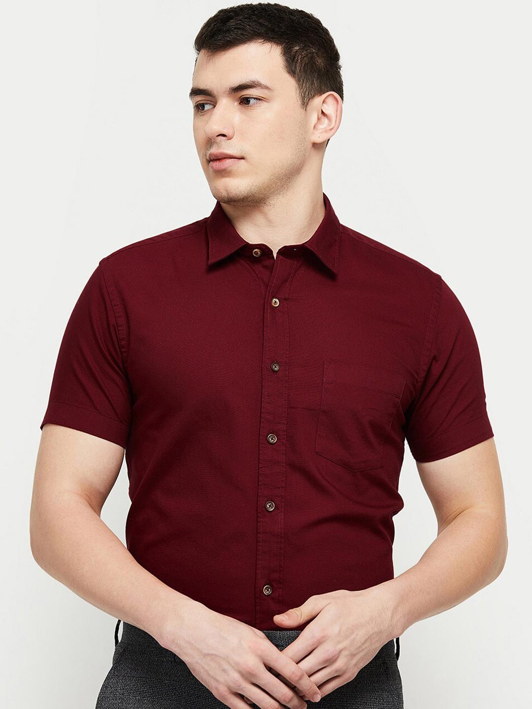

max Men Red Cotton Casual Shirt