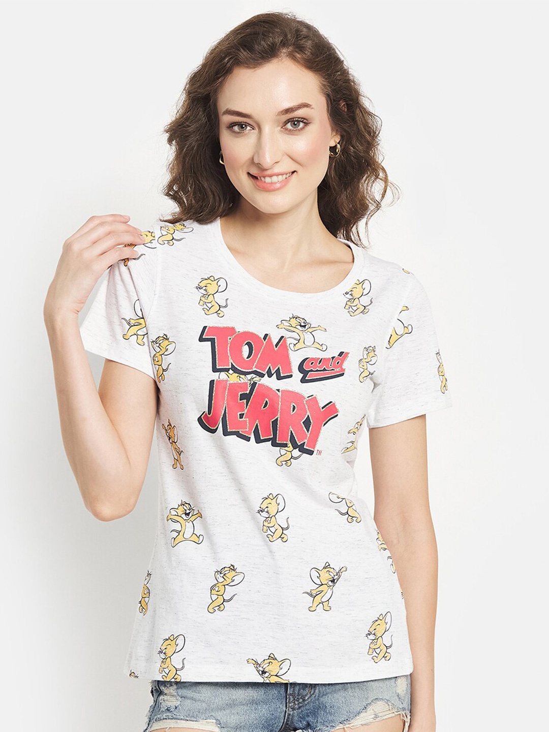 

METTLE Women White Printed T-shirt