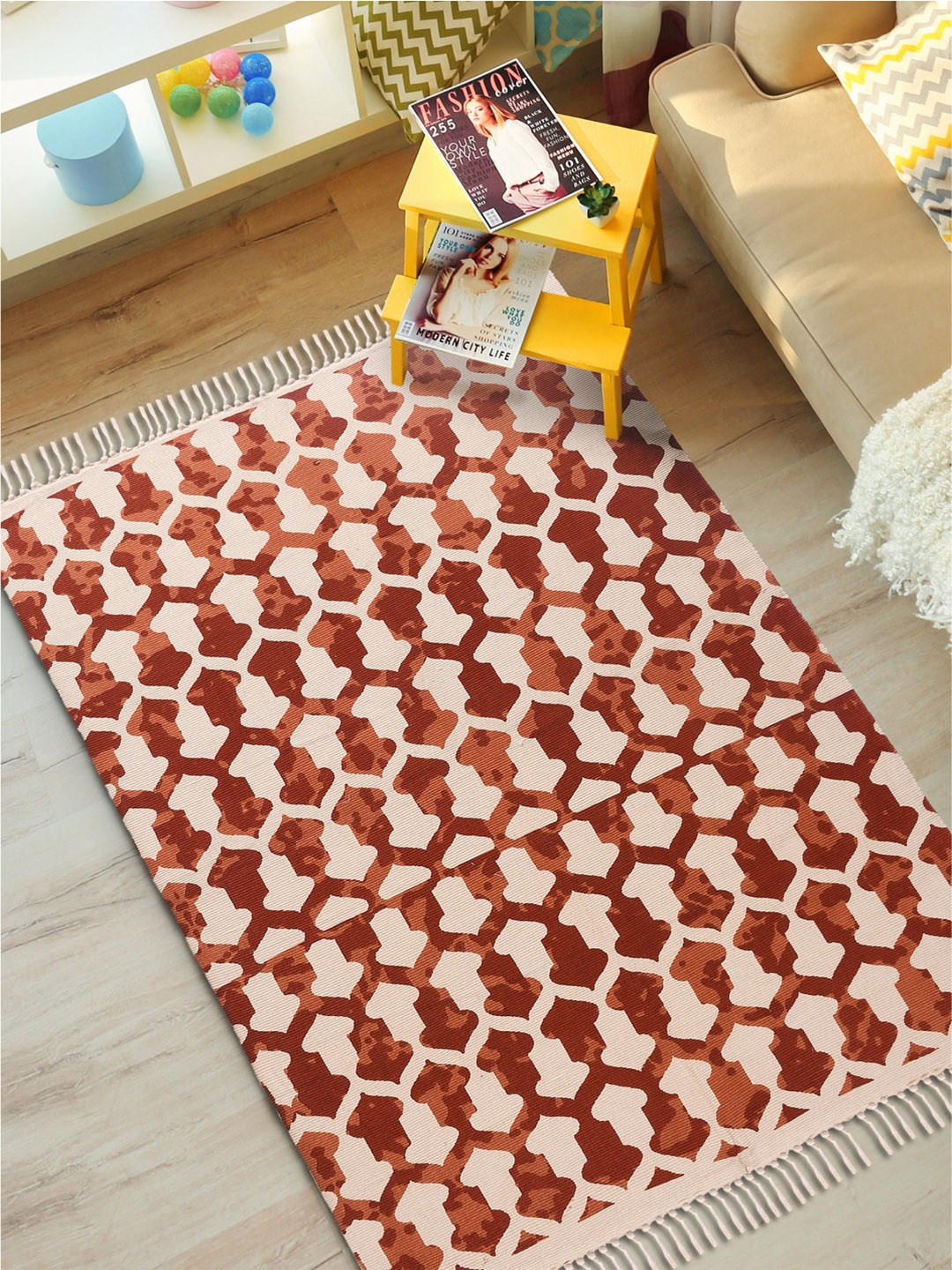 

URBAN SPACE Rust & Beige Bohemian Cotton Rug