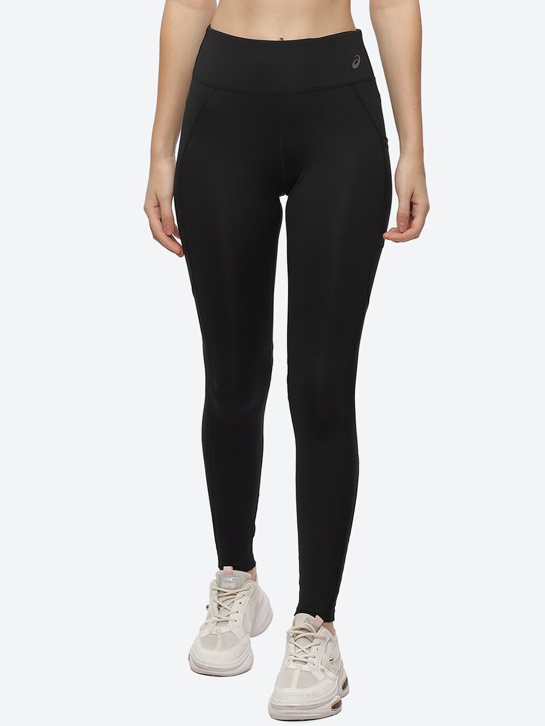 

ASICS Women Mesh Block Solid Ankle Length Training Tights, Black