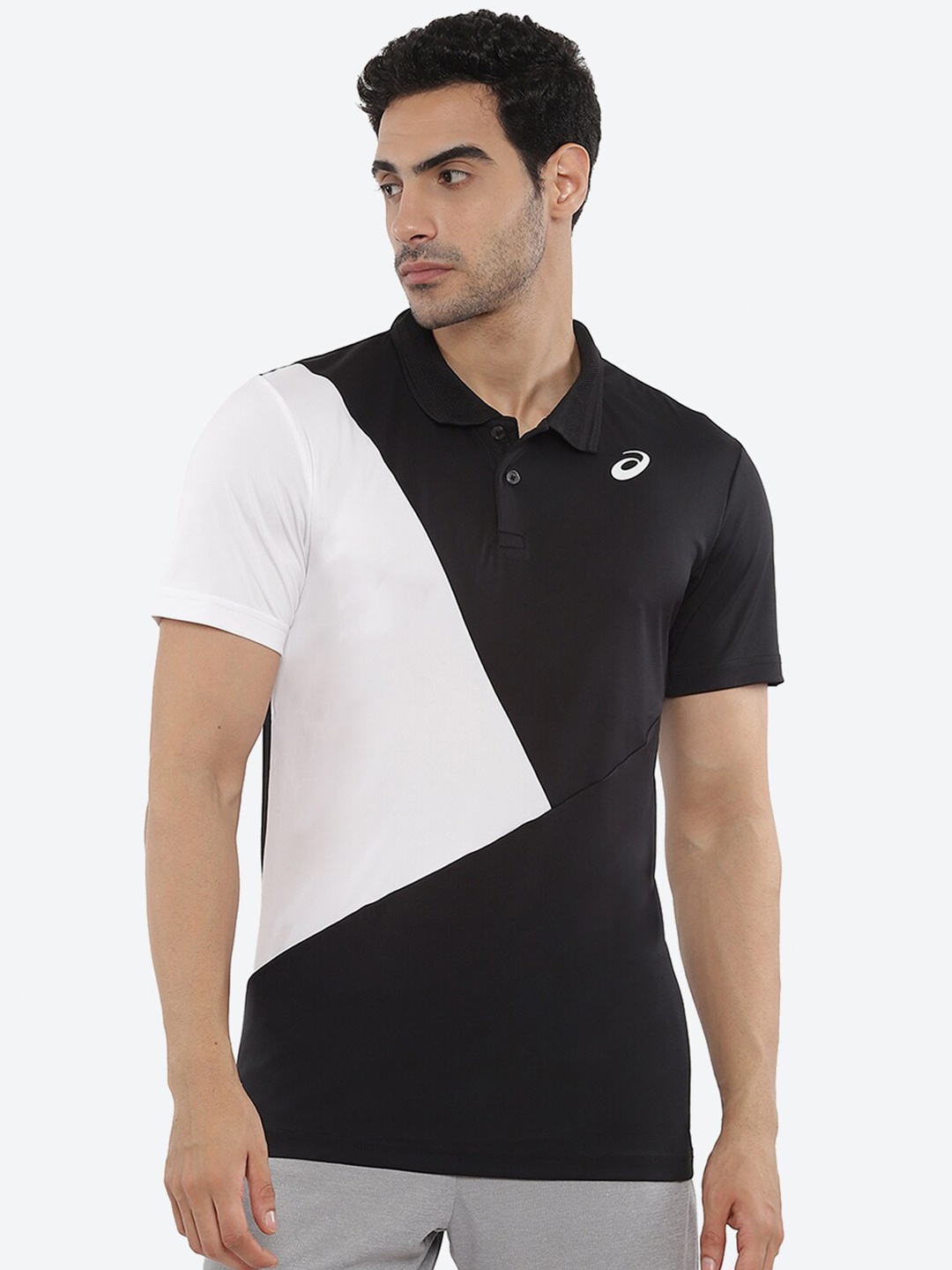 

ASICS Men Court Colourblocked Polo Collar T-shirt, Black