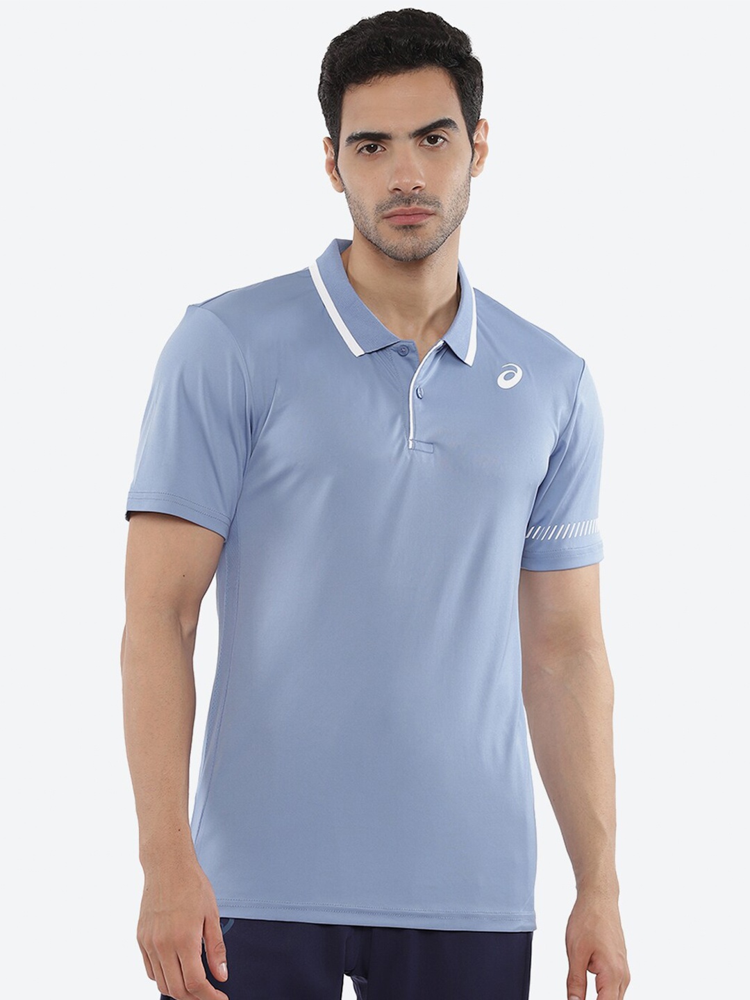 

ASICS Men Blue White Applique Court M Polo T-shirt