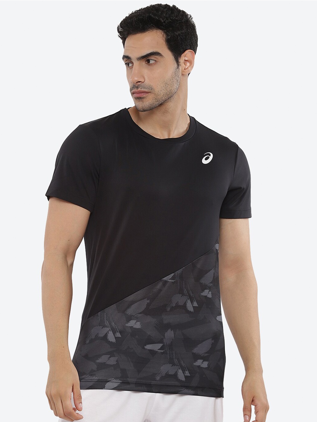 

ASICS Men Court Graphic SS Round Neck T-shirt, Black