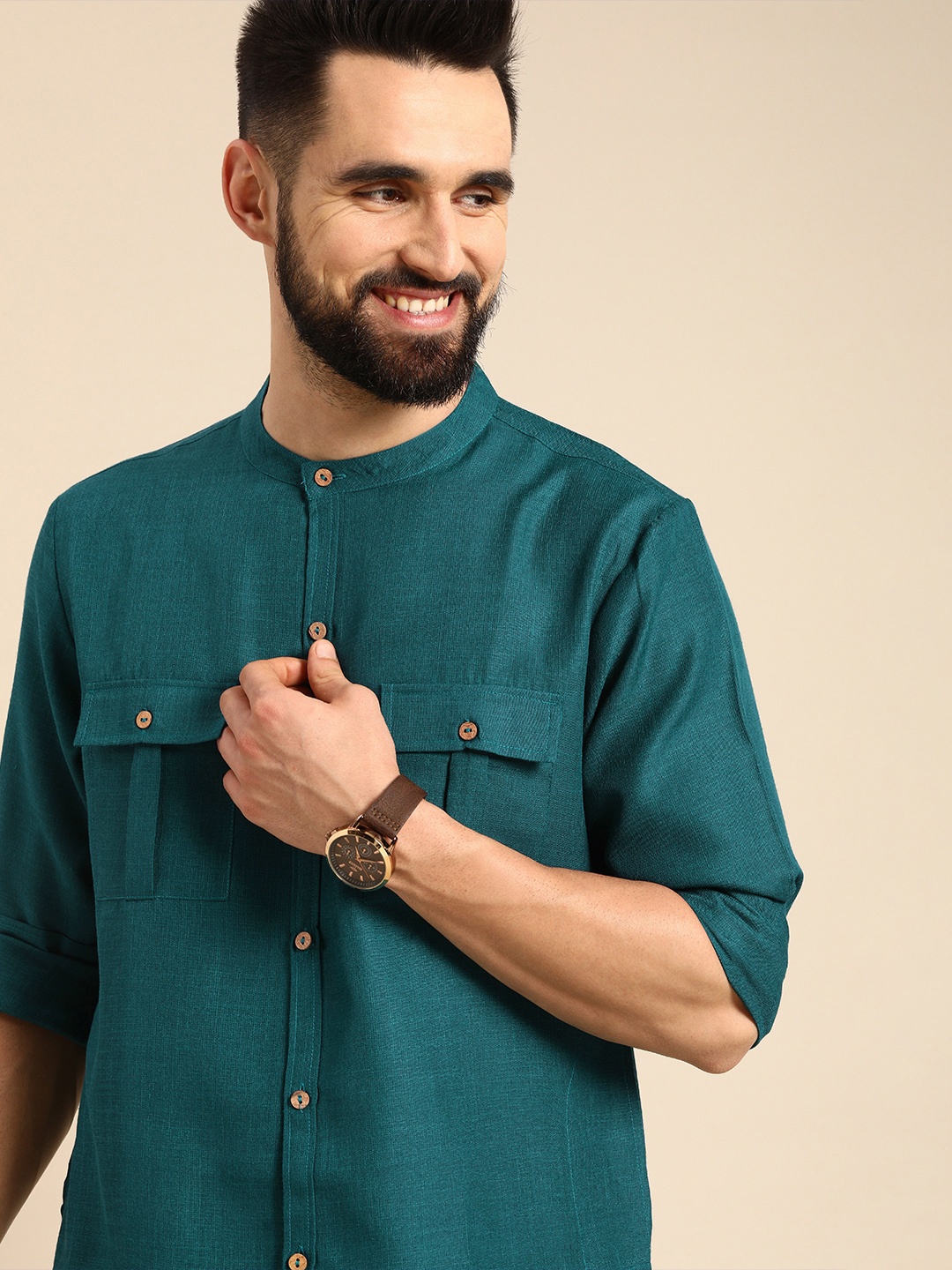 

Anouk Men Teal Green Kurta