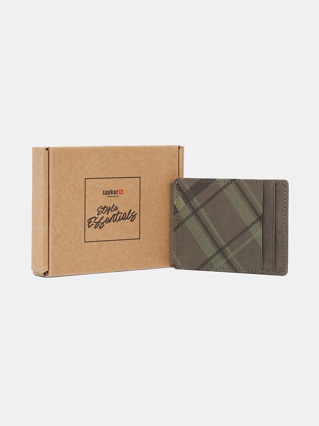 

SPYKAR Men Olive Green Printed Leather Two Fold Wallet Money Clips