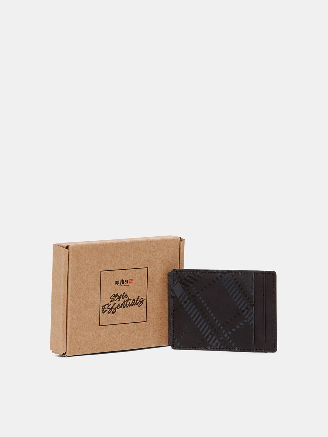 

SPYKAR Men Black Printed Leather Money Clip