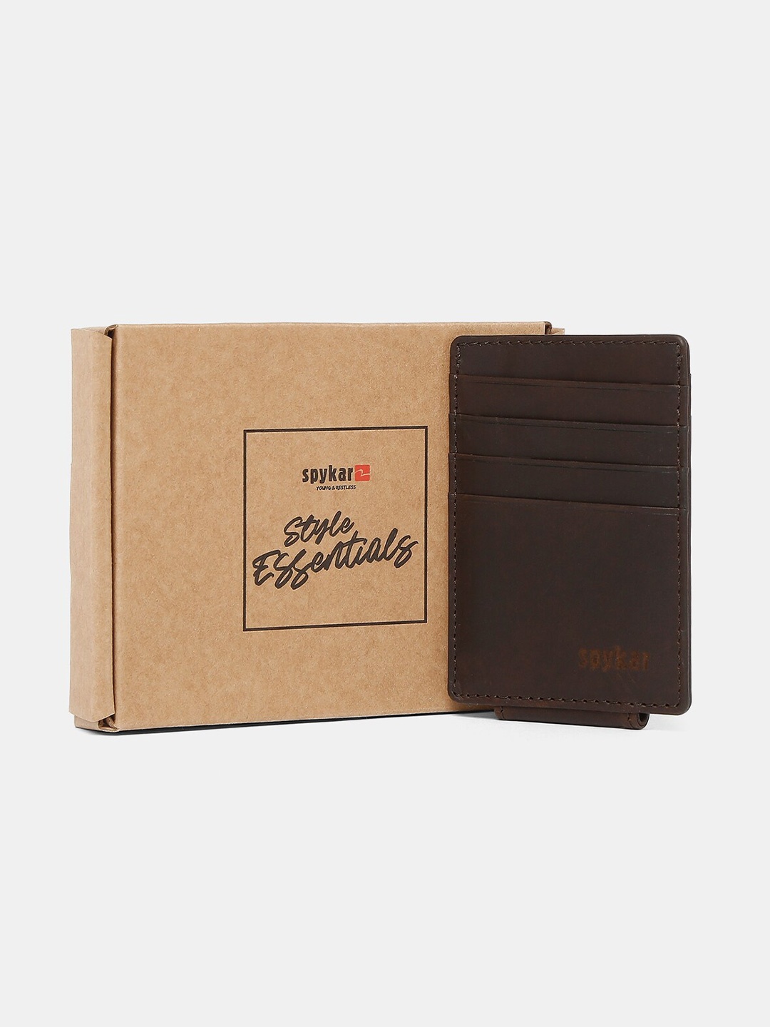 

SPYKAR Men Brown Leather Money Clip