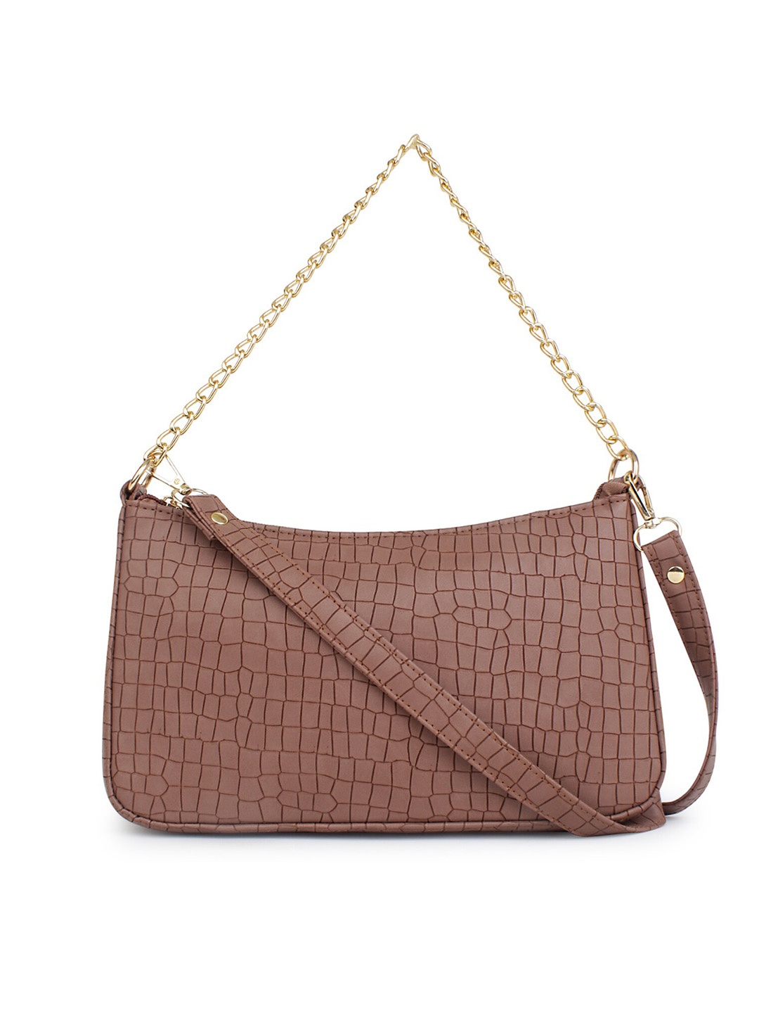 

LEGAL BRIBE Brown Textured PU Structured Hobo Bag