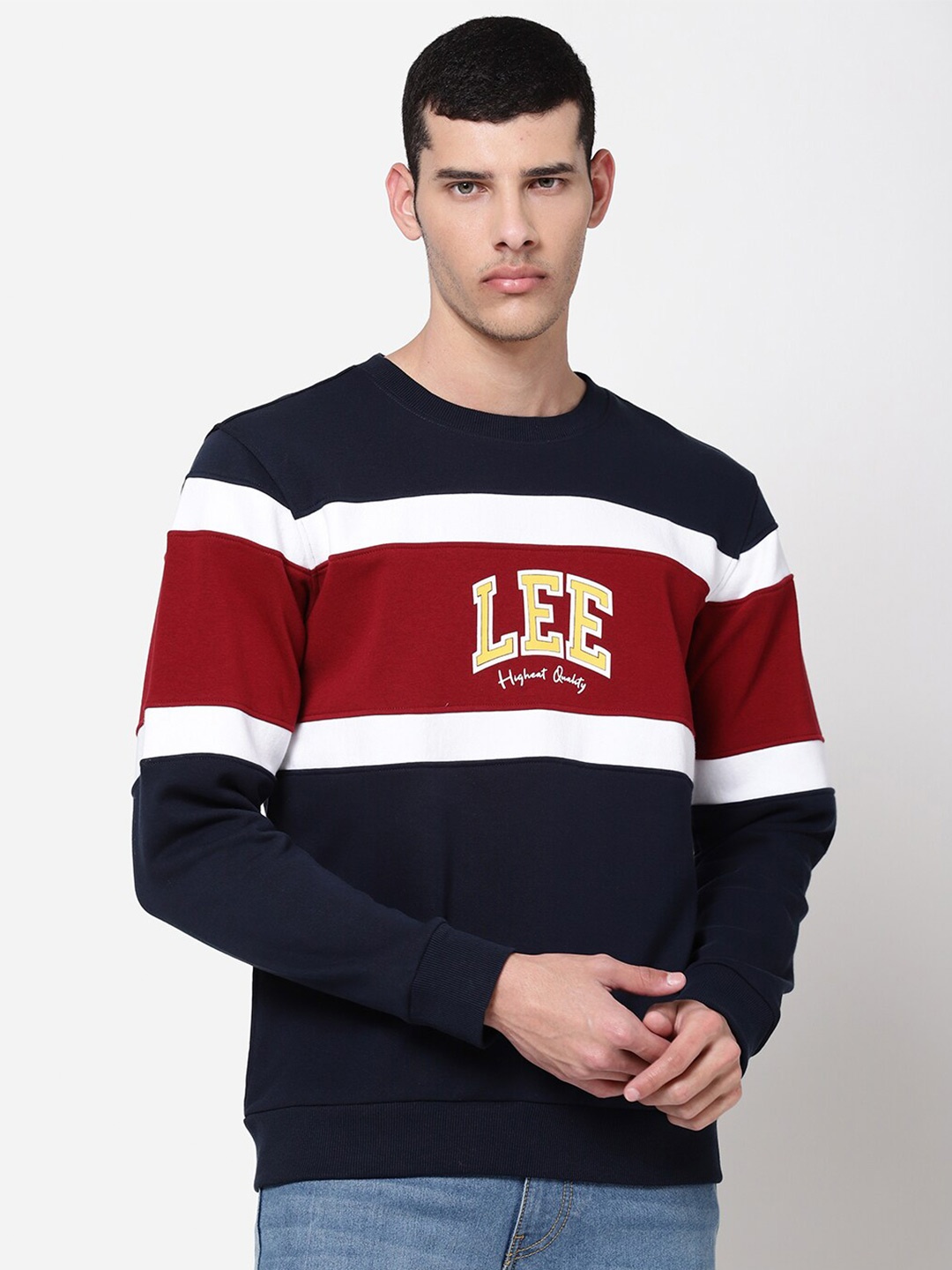 

Lee Men Blue Colourblocked Sweatshirt