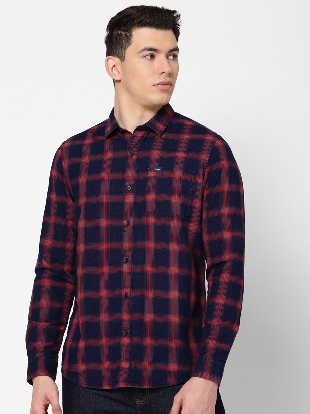 

Lee Men Blue Slim Fit Tartan Checks Checked Casual Shirt
