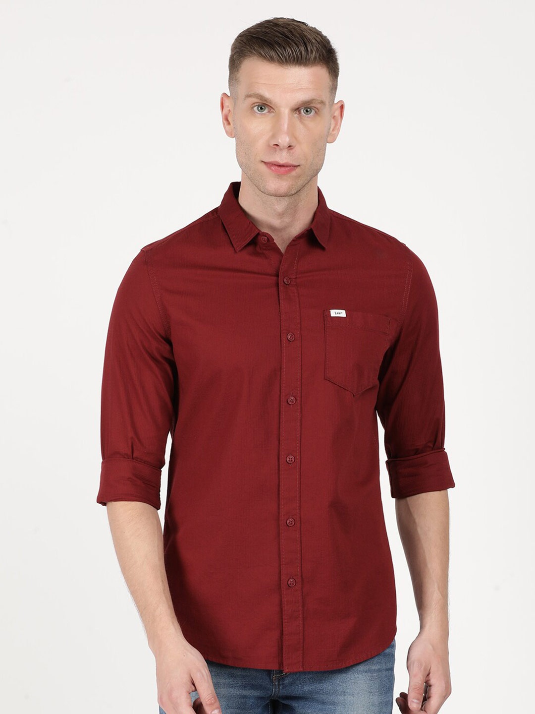 

Lee Men Red Slim Fit Cotton Casual Shirt