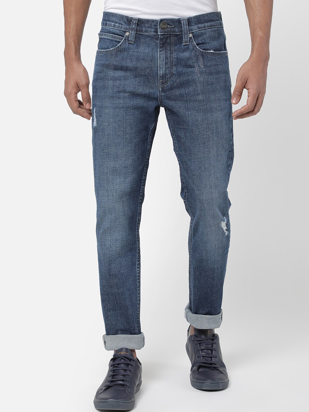 

Lee Men Blue Slim Fit Low Distress Light Fade Stretchable Jeans