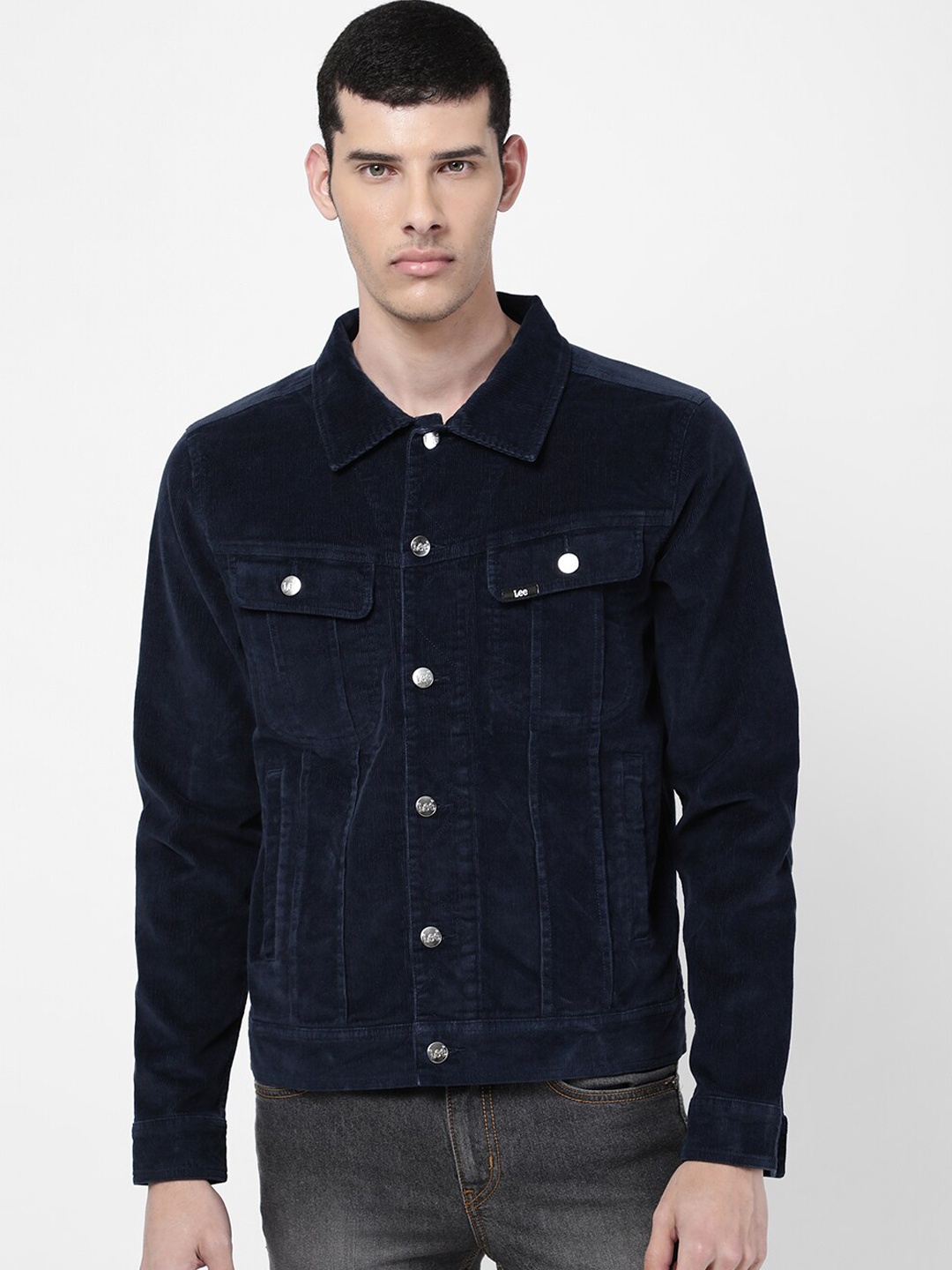 

Lee Men Navy Blue Washed Denim Jacket