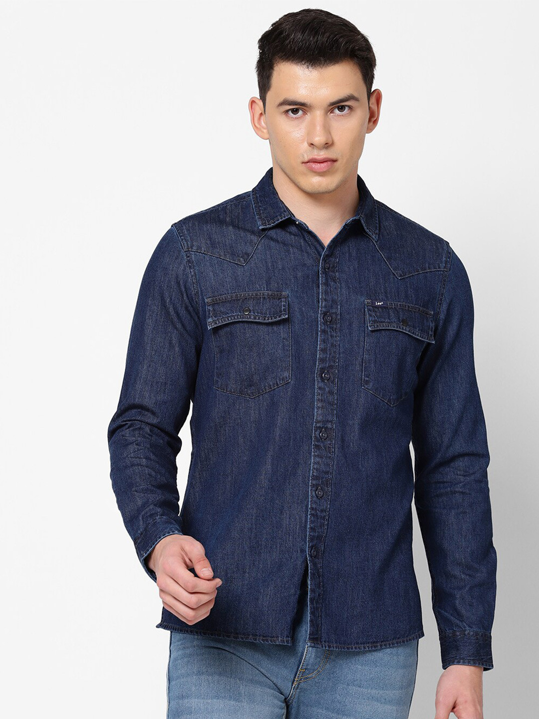 

Lee Men Blue Slim Fit Cotton Casual Shirt
