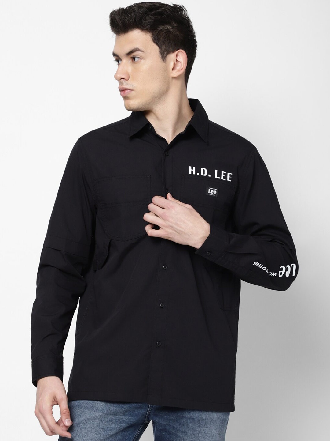 

Lee Men Black Cotton Casual Shirt