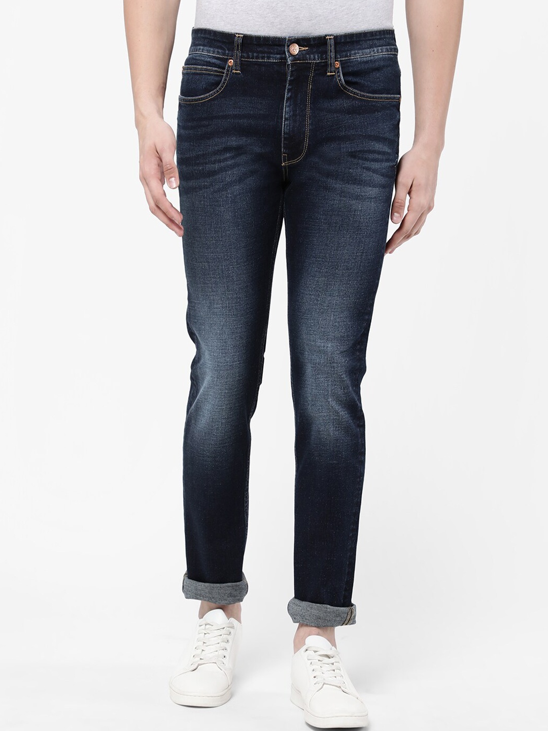 Lee Men Blue Skinny Fit Heavy Fade Stretchable Jeans