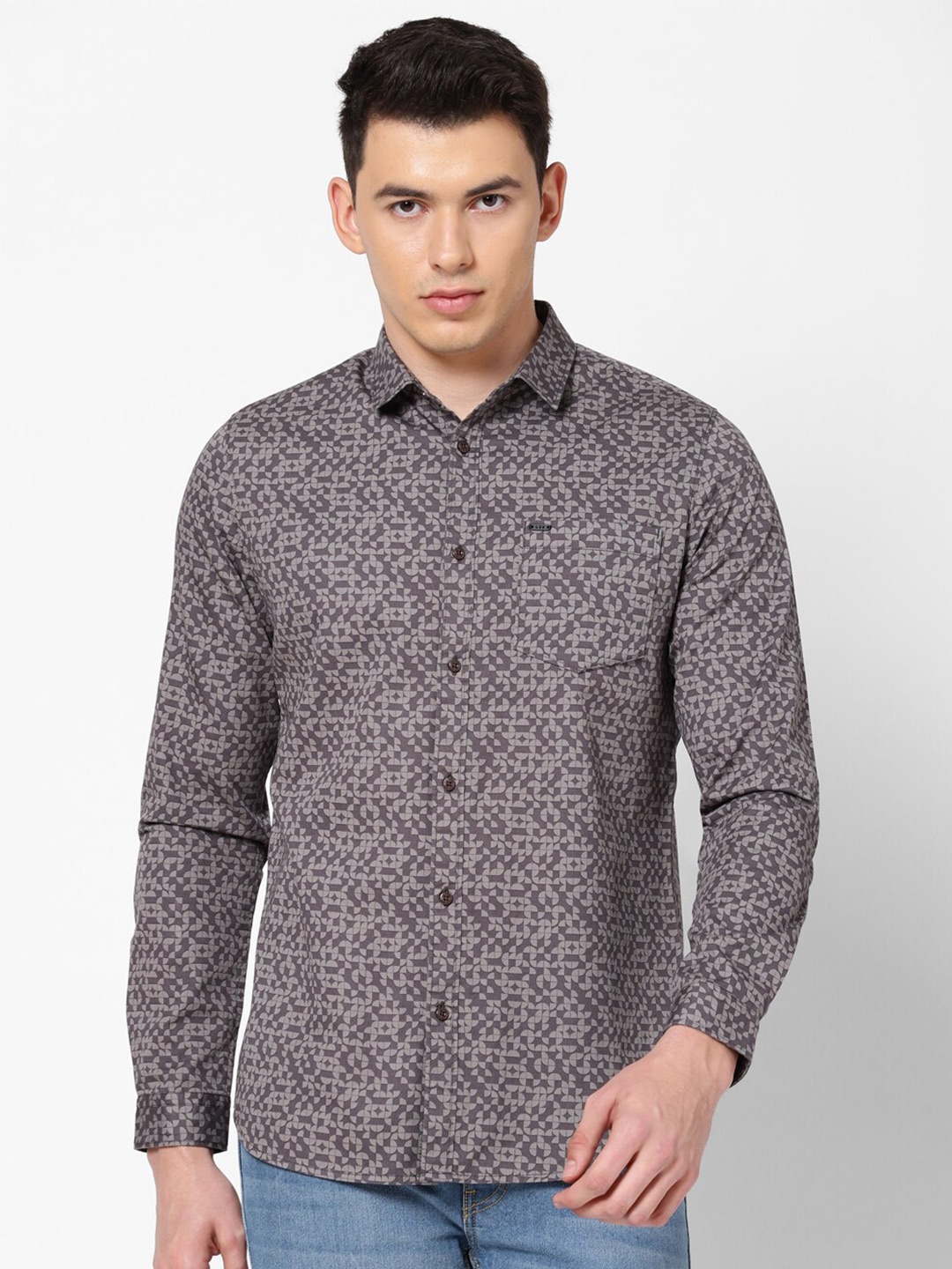 

Lee Men Brown Slim Fit Printed Cotton Casual Shirt