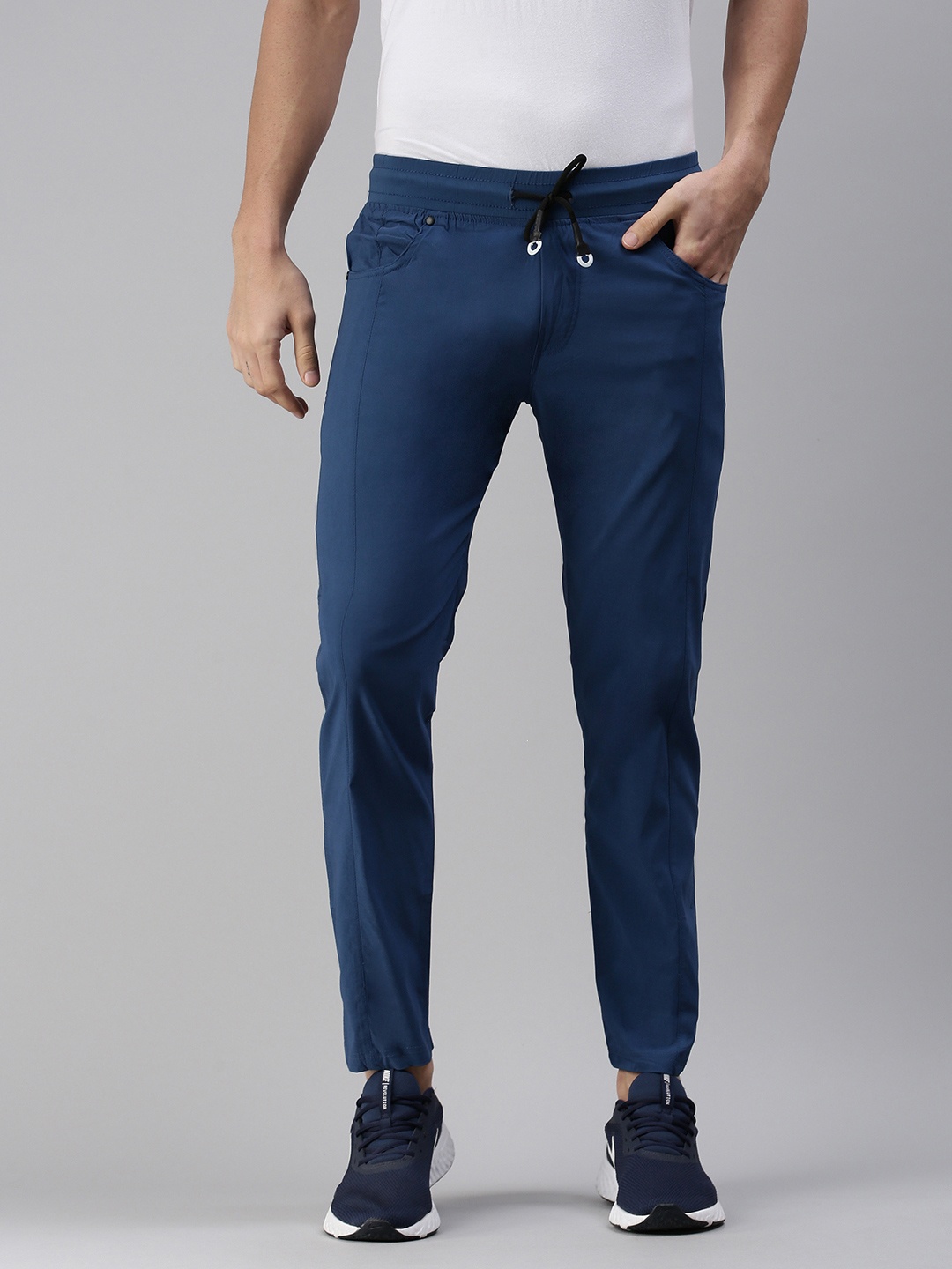 

SHOWOFF Men Blue Solid Cotton Regular Fit Track Pants