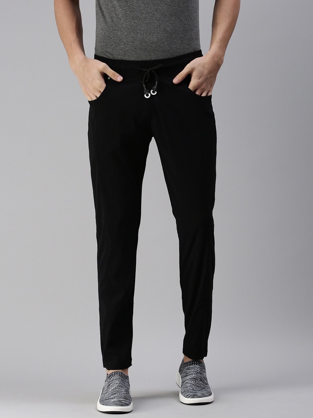 

SHOWOFF Men Black Solid Cotton Mid-Rise Regular Fit Track Pants