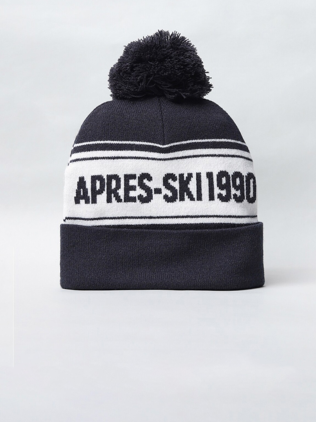 

Jack & Jones Men Black & White Colourblocked Beanie