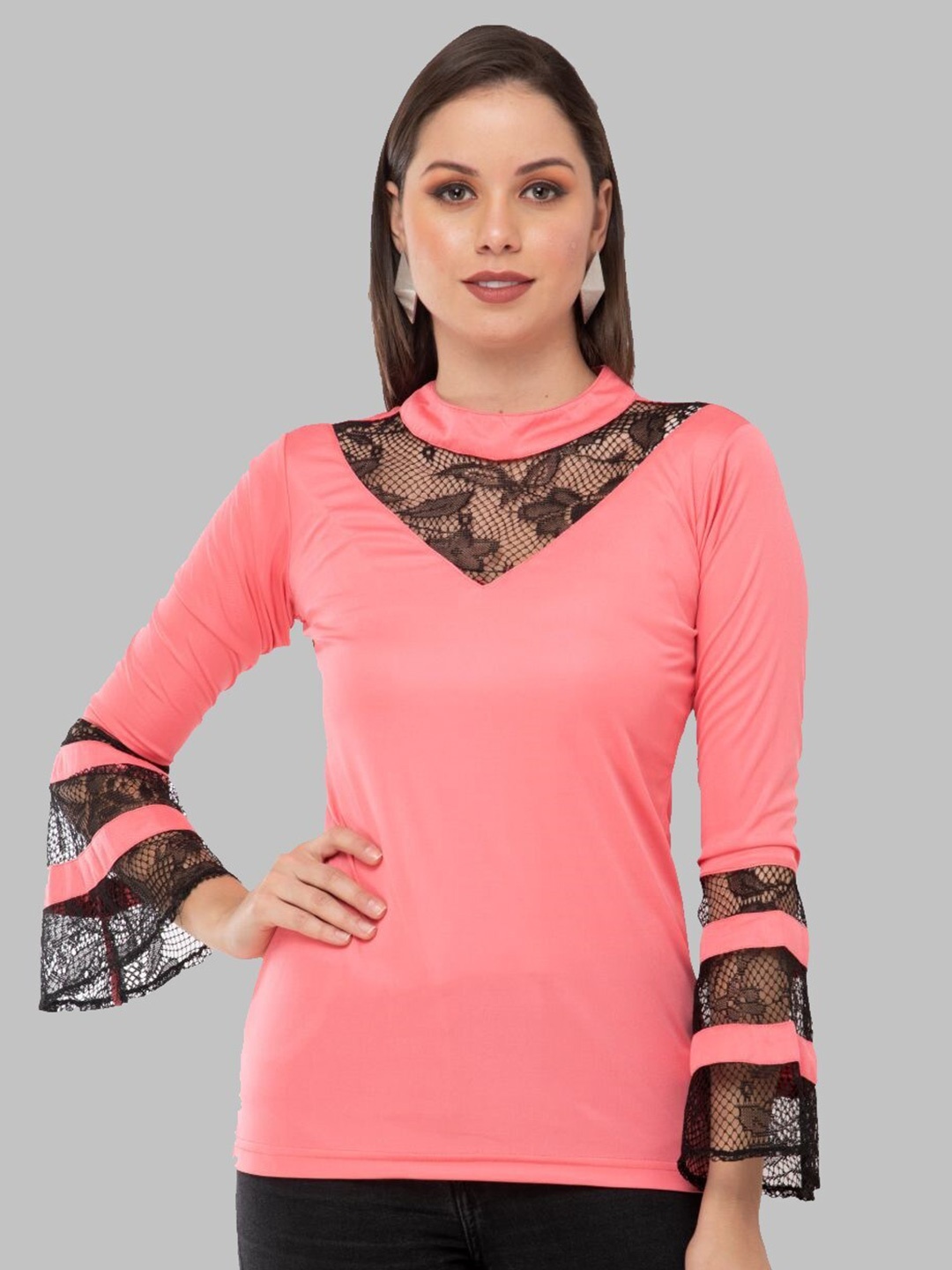 

TAARAA Women Pink Crepe Top