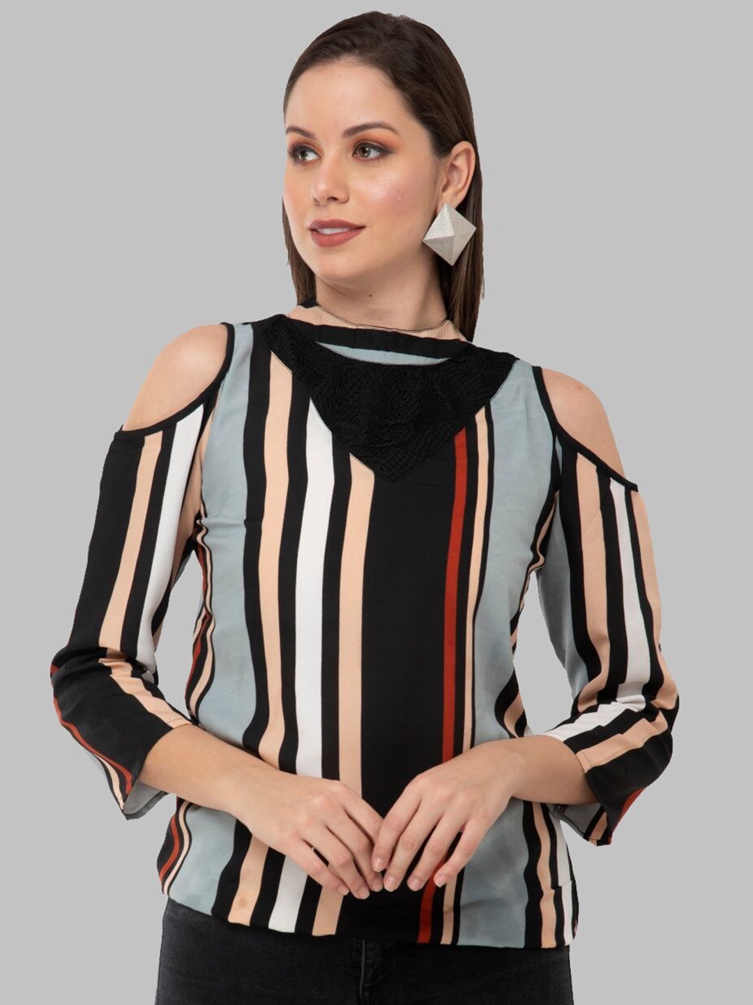 

TAARAA Multicoloured Striped Crepe Top, Multi