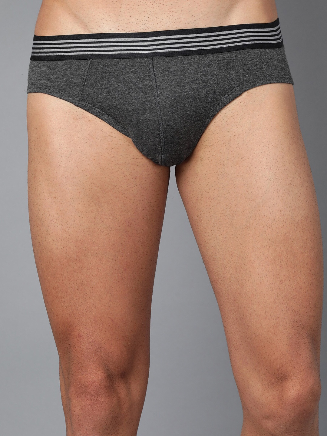 

Mast & Harbour Men Charcoal Grey Solid Basic Briefs