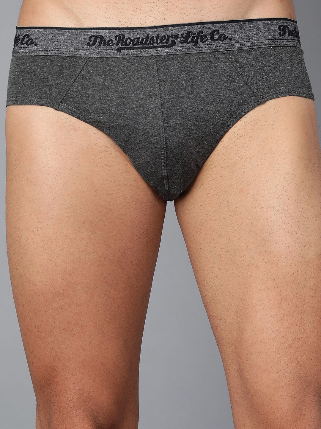 

Roadster Men Charcoal Grey Solid Anti-Microbial Comfort Fit Basic Briefs