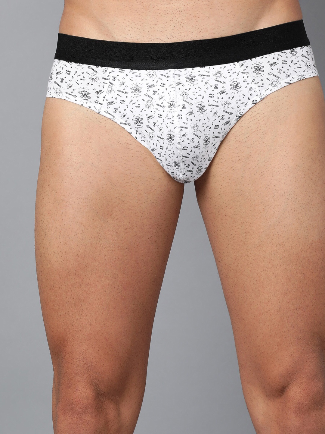 

Roadster Men White Printed Anti Microbial comfort fit Briefs