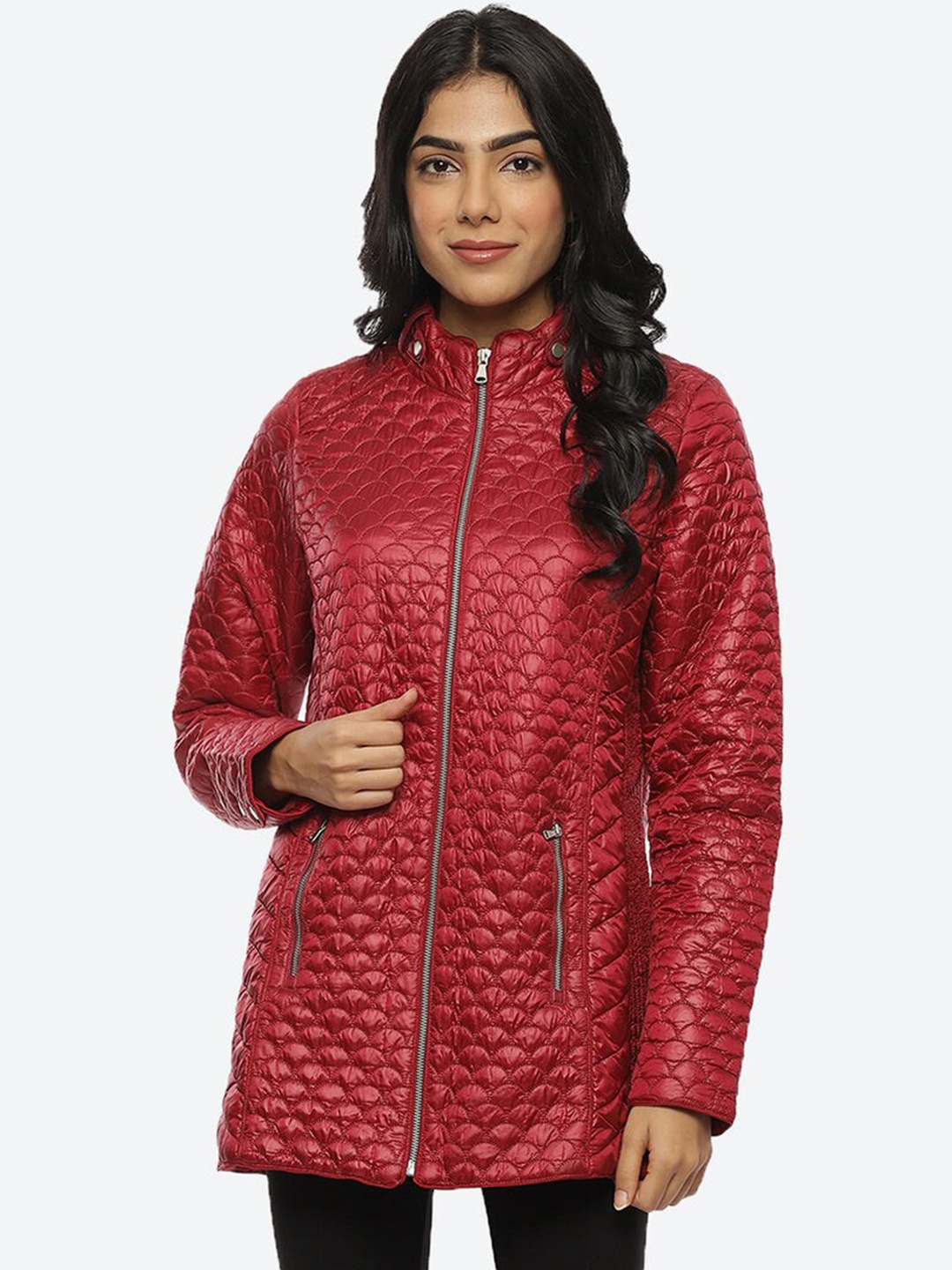 

Lakshita Women Red Longline Outdoor Quilted Wind Sheeter Jacket