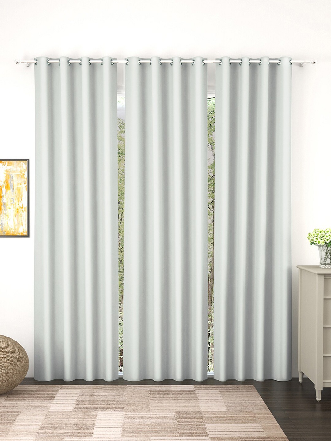 

Story@home Grey Set of 3 Black Out Door Curtain