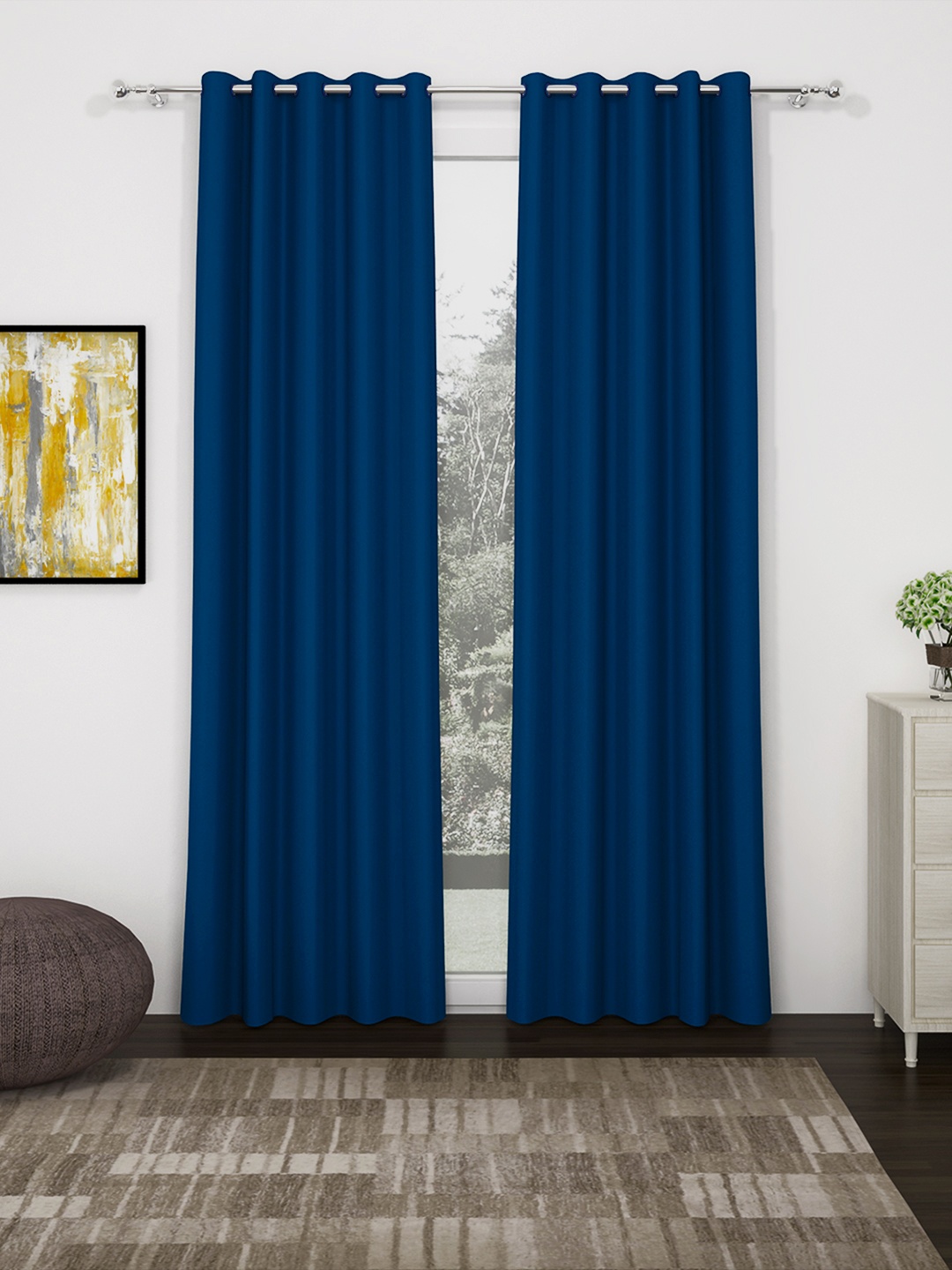 

Story@home Navy Blue Set of 2 Black Out Long Door Curtain