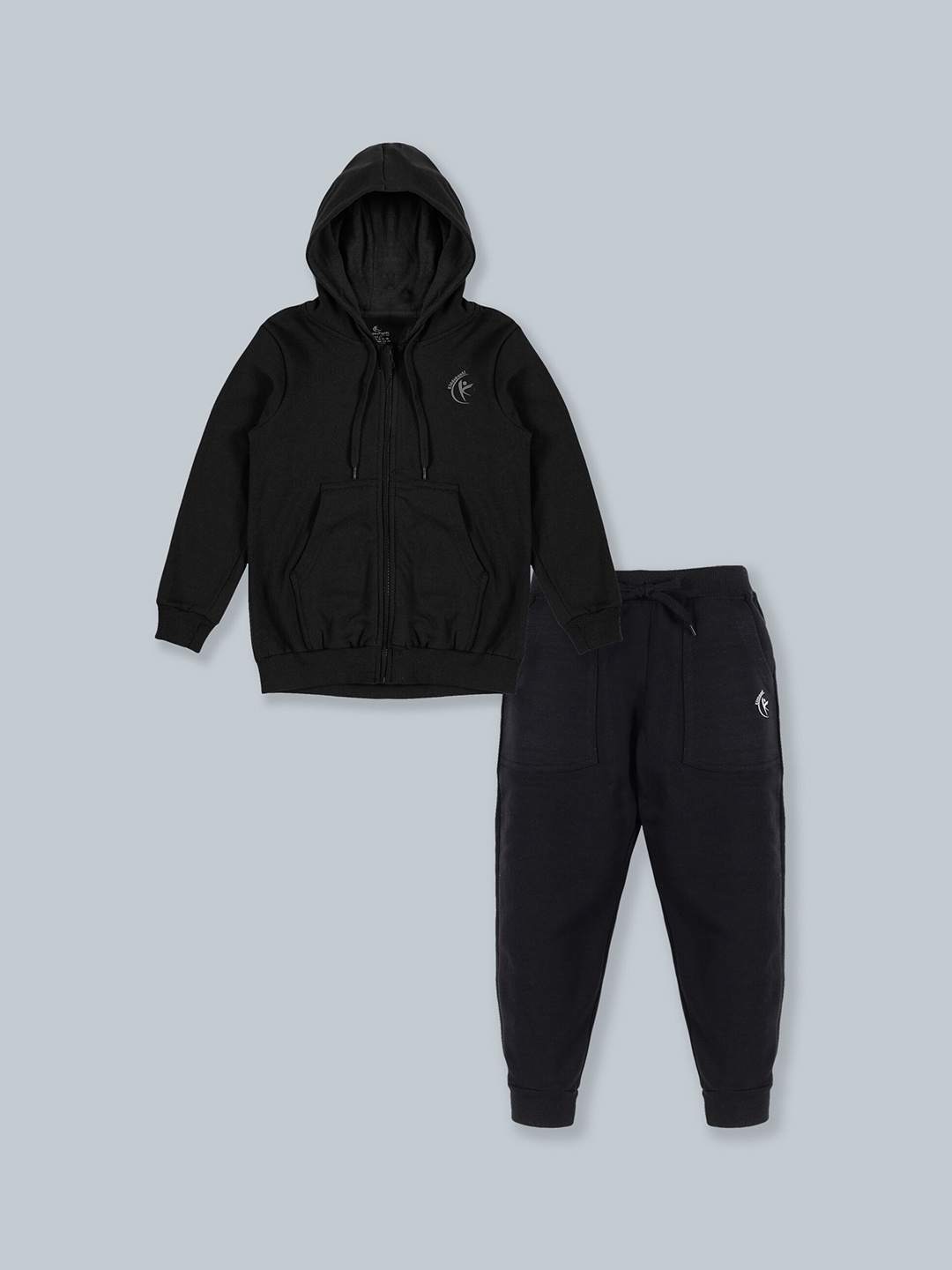 

KiddoPanti Kids Black Solid Hooded Tracksuits