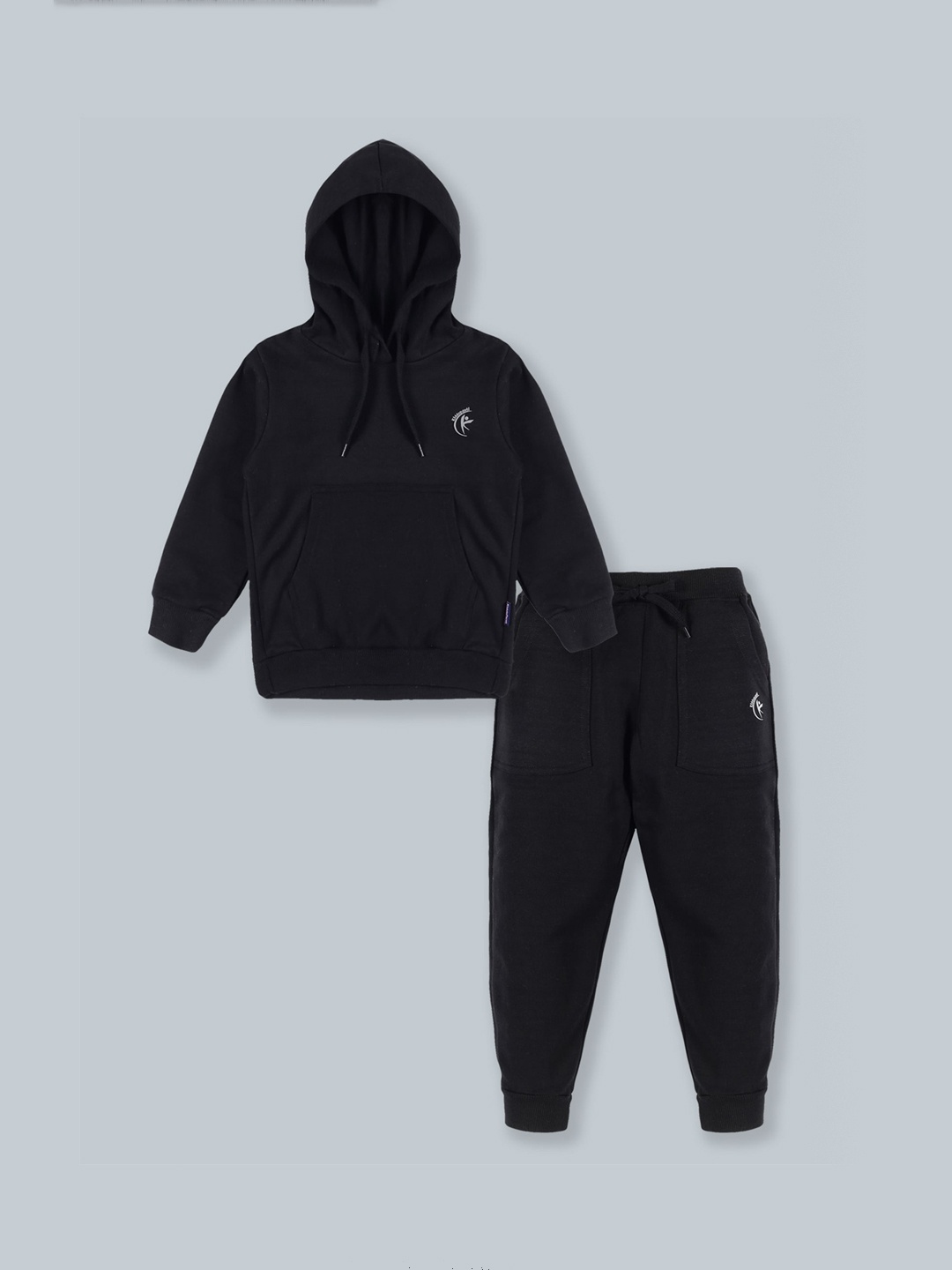 

KiddoPanti Kids Black Solid Hooded Tracksuits