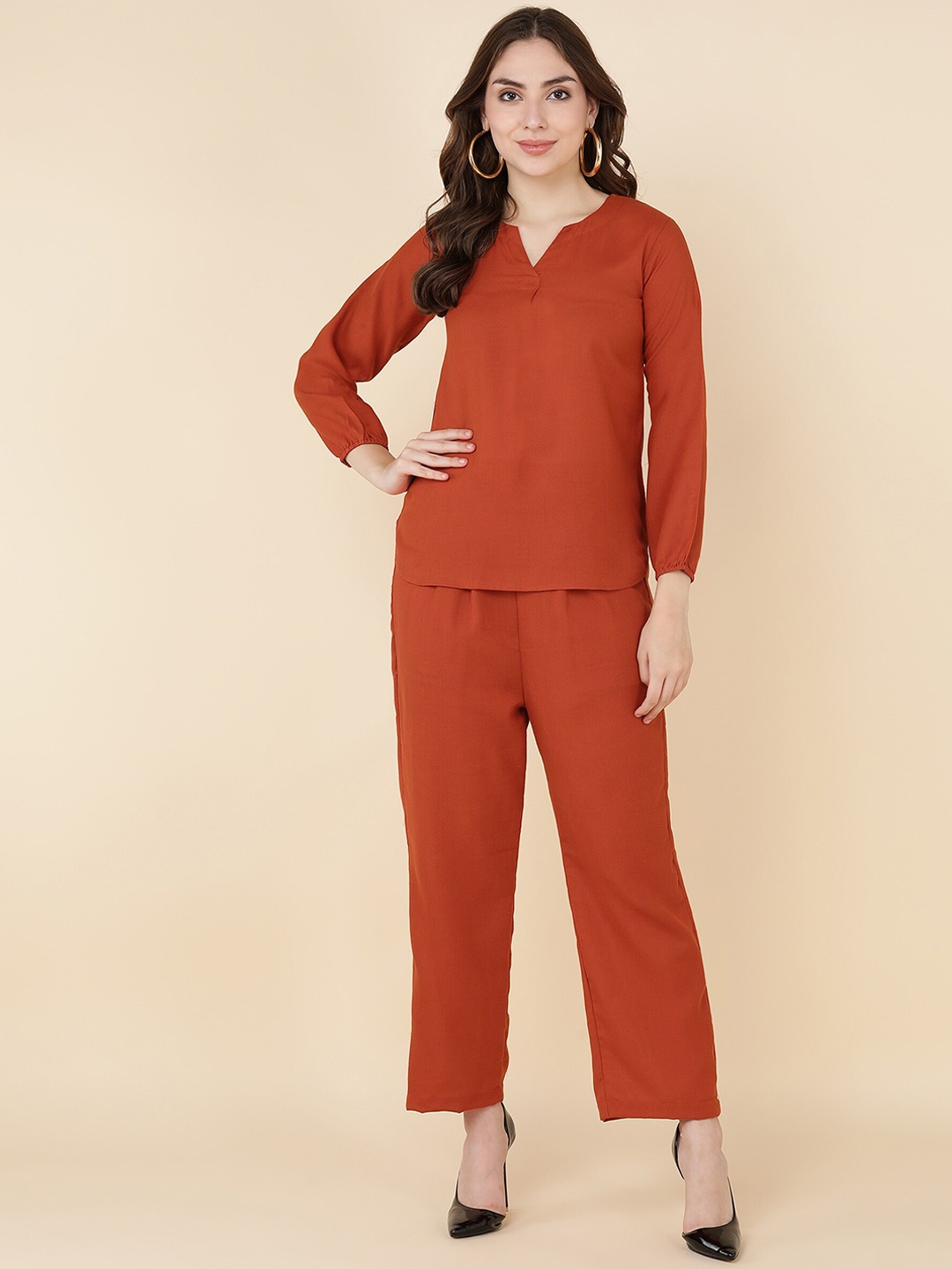 

Sangria Women Orange Solid Pure Cotton Co-Ords