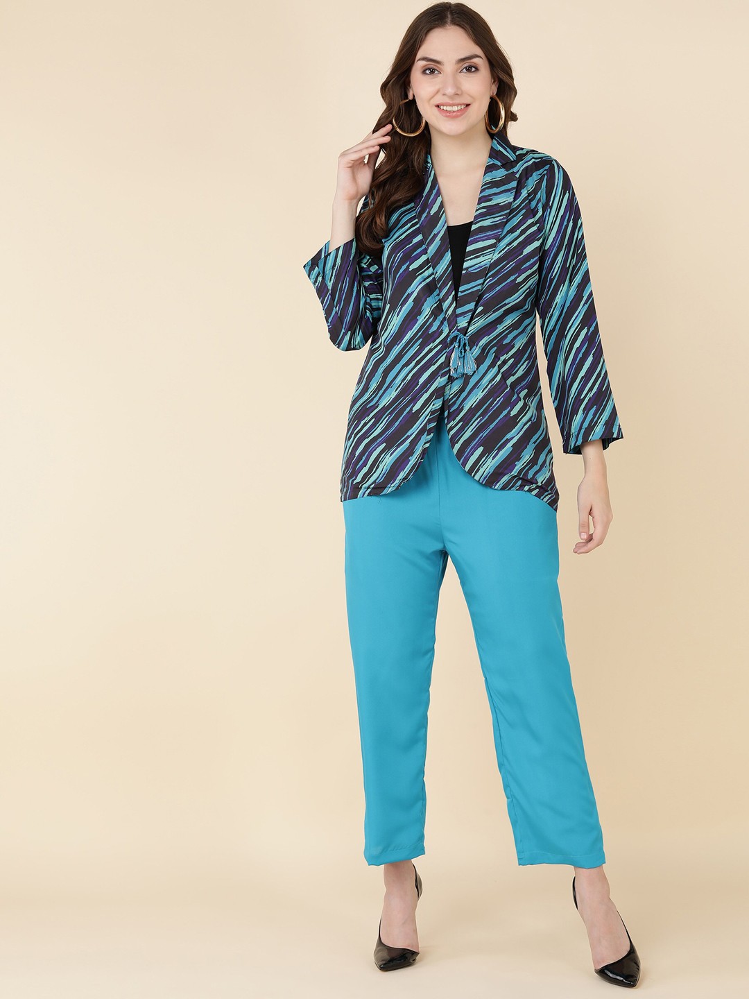 

Sangria Women Pack Of 3 Blue & Black Printed Co-Ords