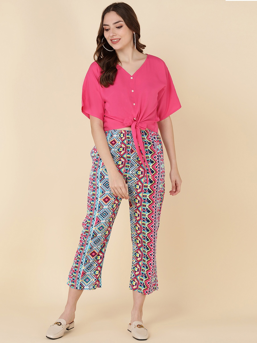 

Sangria Women Pink Printed Co-Ords