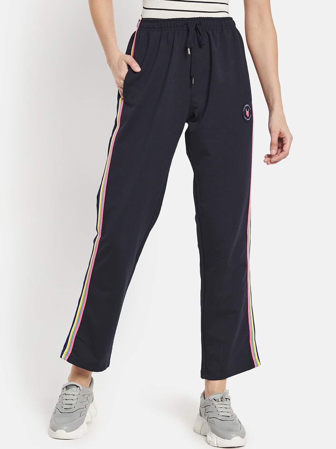 

METTLE Women Navy Blue Solid Track Pants